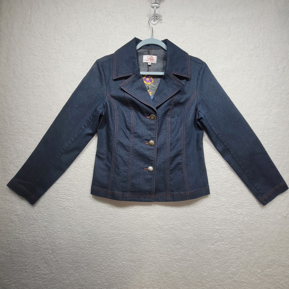 Roja Embroidered Denim Blazer Floral Back - Picture 2 of 13